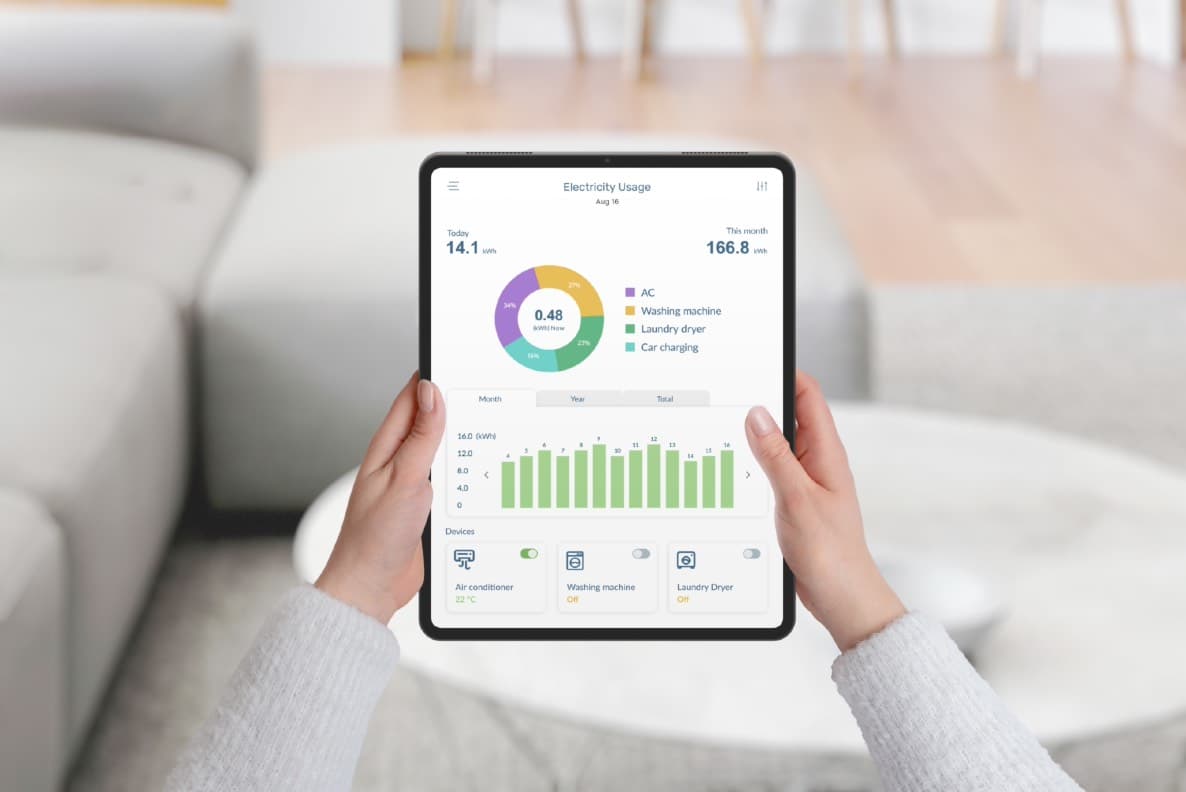 Dashboard energetica su tablet